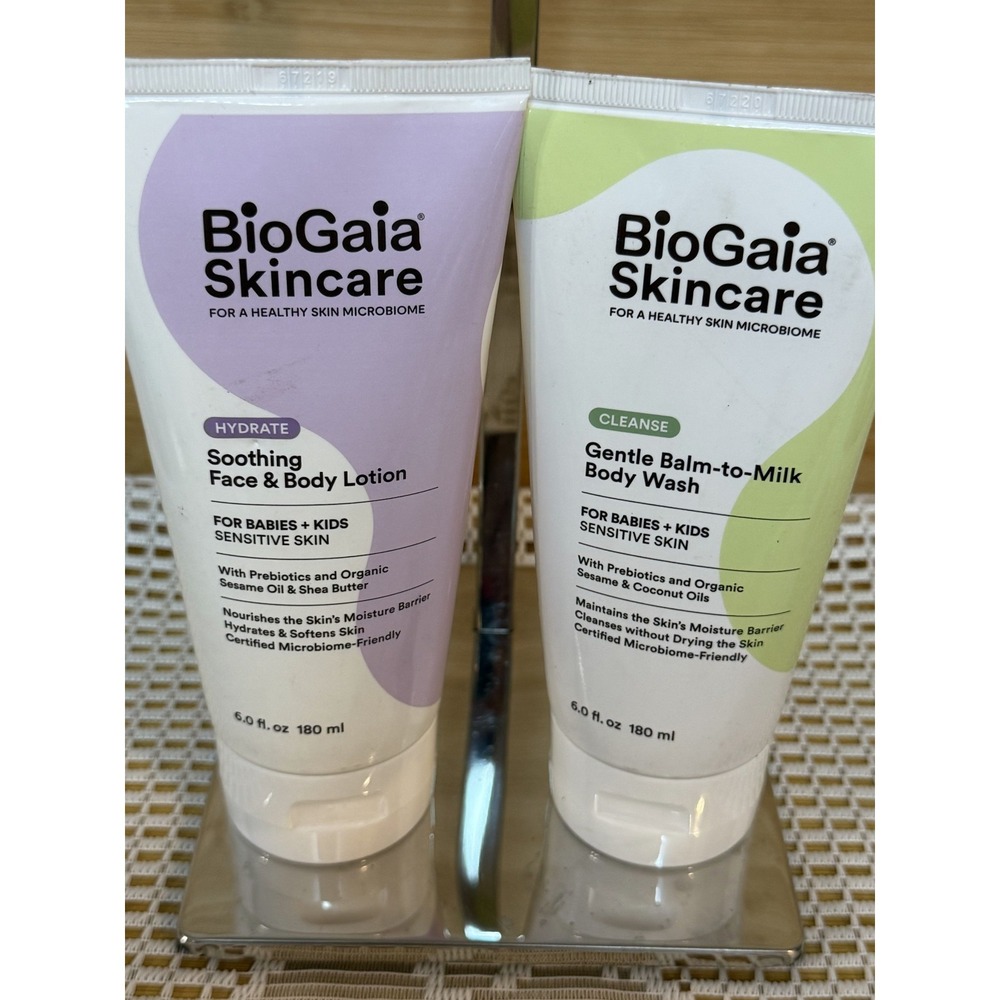 BioGaia Skincare Gentle Balm-to-Milk Body Wash & Soothing Face Body Lotion 180ml